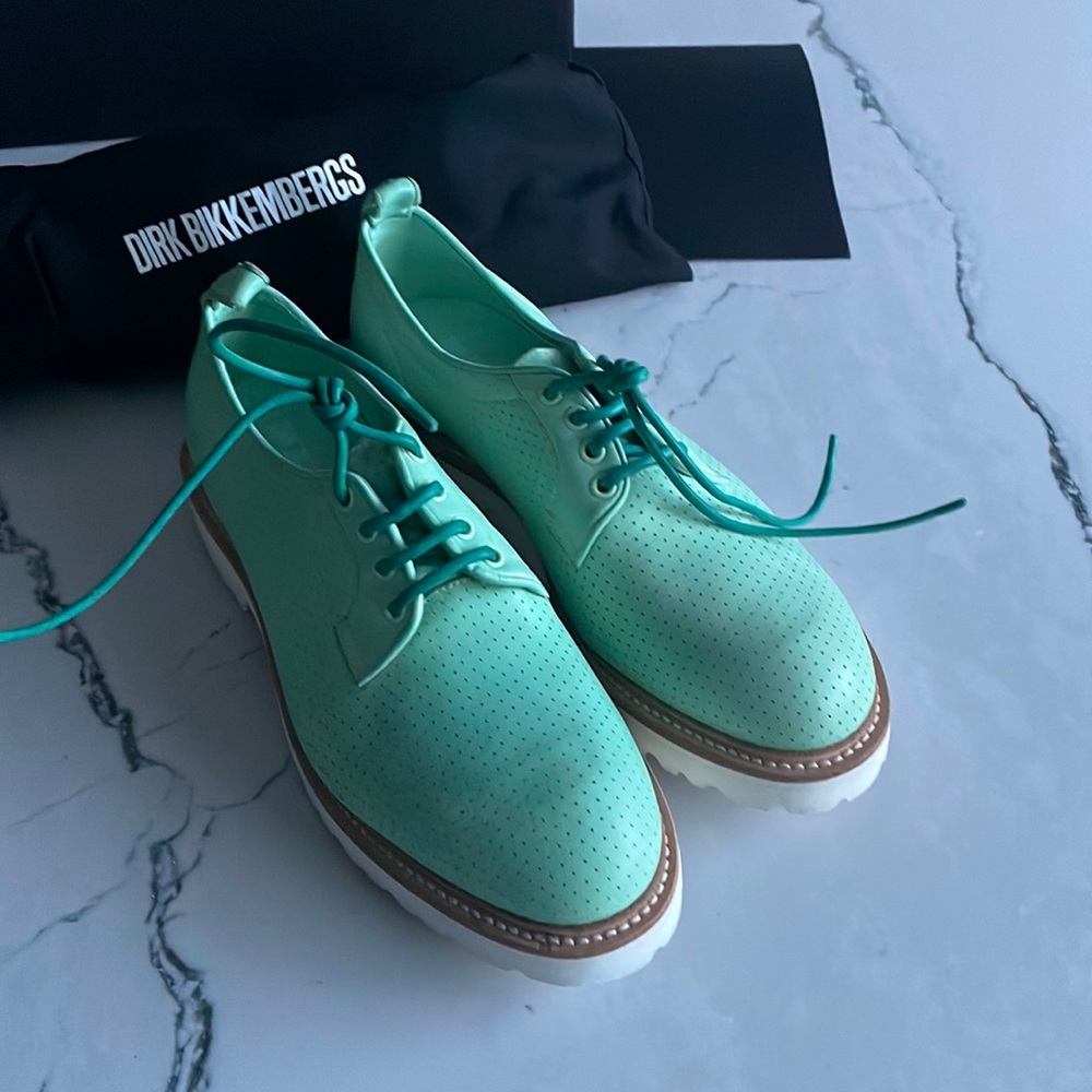 Dirk Bikkembergs green dyed shoes size 42. Made in Italy.